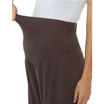 Joyaria Pregnancy Pants Over The Belly Support Comfy Stretchy High Waist Maternity Pajama Pants(Chocolate, XX-Large)