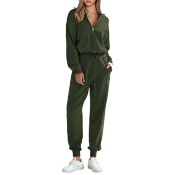 PRETTYGARDEN Women's 2 Piece Sweater Set Pullover Zip Up Sweatshirt Jogger Sweatpants Tracksuit Casual Outfit