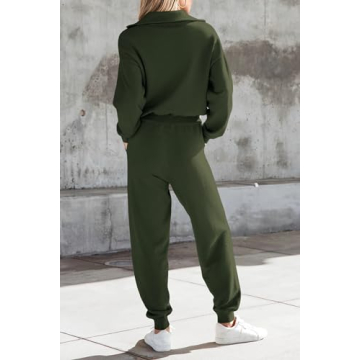 PRETTYGARDEN Women's 2 Piece Sweater Set Pullover Zip Up Sweatshirt Jogger Sweatpants Tracksuit Casual Outfit