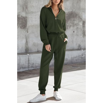 PRETTYGARDEN Women's 2 Piece Sweater Set Pullover Zip Up Sweatshirt Jogger Sweatpants Tracksuit Casual Outfit