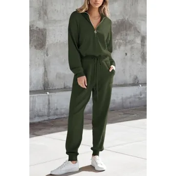PRETTYGARDEN Women's 2 Piece Sweater Set Pullover Zip Up Sweatshirt Jogger Sweatpants Tracksuit Casual Outfit