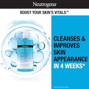Neutrogena Hydro Boost Fragrance Free Hydrating Gel Facial Cleanser with Hyaluronic Acid, Daily Foam...