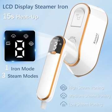 Portable Travel Steamer Iron for Clothes with LCD Display - 4 Mode Handheld Mini Clothing Steam Iron...