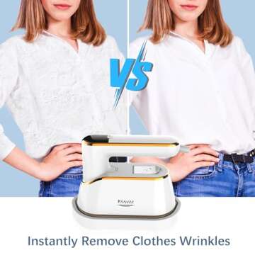 Portable Travel Steamer Iron for Clothes with LCD Display - 4 Mode Handheld Mini Clothing Steam Iron, 1200W Small Garment Steamer, Hand Held Fabric Steamer for Home, Dorm, Travel (120V ONLY)(White)