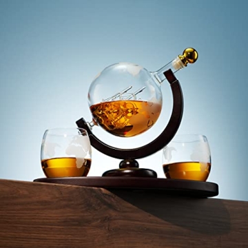 Whiskey Decanter Globe Set with Glasses - 850ml