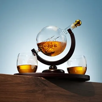 Whiskey Decanter Globe Set with Glasses - 850ml