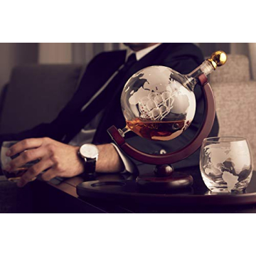 Whiskey Decanter Globe Set with Glasses - 850ml