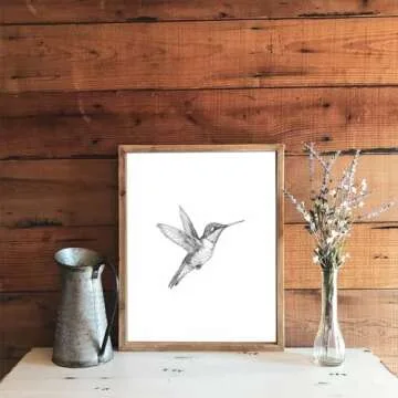 uniro Vintage Wall Art Prints Farmhouse Decor Hummingbird Sketch Canvas Oil Painting Black and White Bird Neutral Vintage Artwork Pictures for Bedroom Living Room Decor (8" x 10"-UNFRAMED)