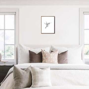 uniro Vintage Wall Art Prints Farmhouse Decor Hummingbird Sketch Canvas Oil Painting Black and White Bird Neutral Vintage Artwork Pictures for Bedroom Living Room Decor (8" x 10"-UNFRAMED)