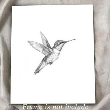 uniro Vintage Wall Art Prints Farmhouse Decor Hummingbird Sketch Canvas Oil Painting Black and White Bird Neutral Vintage Artwork Pictures for Bedroom Living Room Decor (8" x 10"-UNFRAMED)
