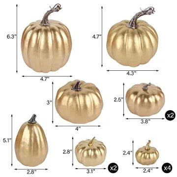 winemana Gold Pumpkins for Fall Decor - 12 Pack Assorted Sizes