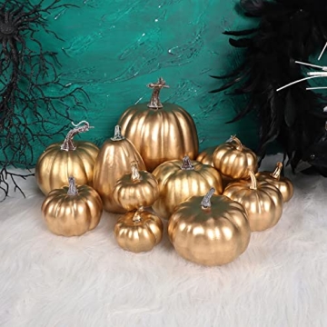 winemana Gold Pumpkins for Fall Decor - 12 Pack Assorted Sizes