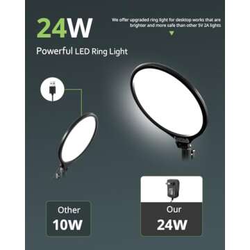 Aureday 10.5” Dimmable Desktop Ring Light with Stand and Phone Holder, 24W Full-Screen LED Ring Li...