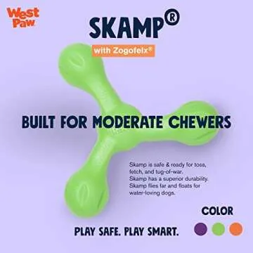 WEST PAW Zogoflex Air Skamp Tug-of-War Stick Dog Chew Toy – Hollow, Squishy Interactive Toy for Dogs, Puppies – for Chewing, Catch, Carry, Fetch, Dishwasher Safe, Latex-Free, Large 8.5", Jungle Green