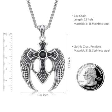 Elegant HEXALOVA Cross Necklace with Angel Wings