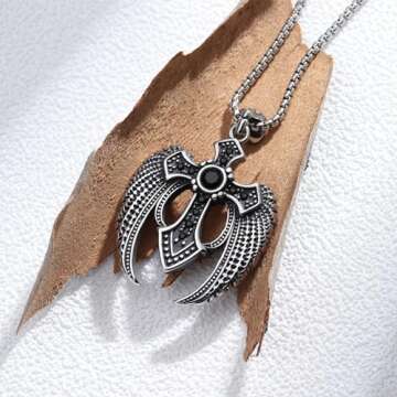 Elegant HEXALOVA Cross Necklace with Angel Wings