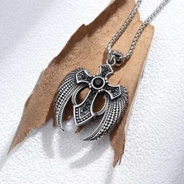 Elegant HEXALOVA Cross Necklace with Angel Wings