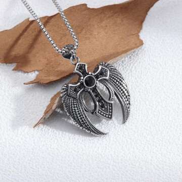 Elegant HEXALOVA Cross Necklace with Angel Wings
