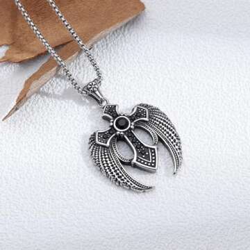 Elegant HEXALOVA Cross Necklace with Angel Wings