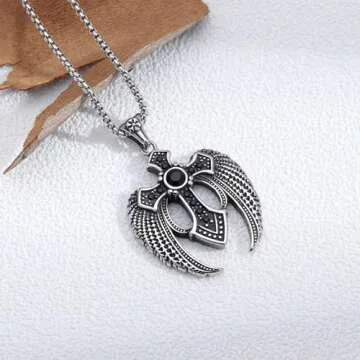 Elegant HEXALOVA Cross Necklace with Angel Wings