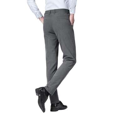 ESSYSHE Men’s Slim Fit Dress Pants Flat Front Tapered Dress Pants Stretch Suit Pants for Men