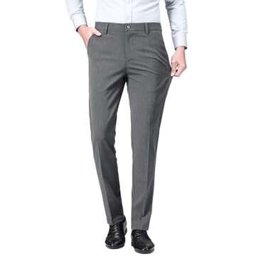 ESSYSHE Men’s Slim Fit Dress Pants Flat Front Tapered Dress Pants Stretch Suit Pants for Men
