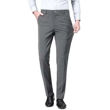 ESSYSHE Men’s Slim Fit Dress Pants Flat Front Tapered Dress Pants Stretch Suit Pants for Men