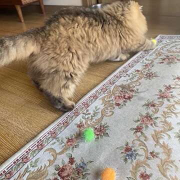 RIMOBUL 20PCS 1.5INCH Extra Large Cat's Favorite Chase Glitter Ball Toy Sparkle Pom Pom Balls