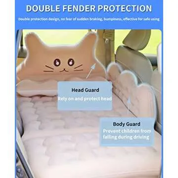 MEEWOO Inflatable Car Air Mattress Bed - SUV Truck Air Mattress Back Seat Camping Bed Thickened Universal Vehicle Sleeping Pad for Travel with Air Pump 2 Pillows (Beige)