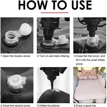 MEEWOO Inflatable Car Air Mattress Bed - SUV Truck Air Mattress Back Seat Camping Bed Thickened Universal Vehicle Sleeping Pad for Travel with Air Pump 2 Pillows (Beige)