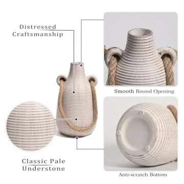 TERESA'S COLLECTIONS Rustic Ceramic Vases for Home Decor, Boho Pottery Vases, Decorative Farmhouse Vase Set for Mantel Decoration, Table, Living Room, Ideal Gifts for Mom,8.7"-Valentine Vase Set of 2