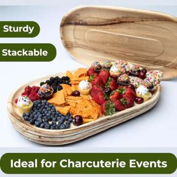 Dtocs Disposable Charcuterie Boards (10) - Eco-Friendly Palm Leaf Platters for Parties