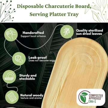Dtocs Disposable Charcuterie Boards - Eco-Friendly Serving Trays
