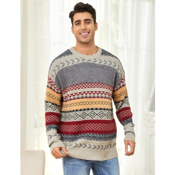 VDWIP Men's Vintage Knit Sweater - Red Striped Pullover