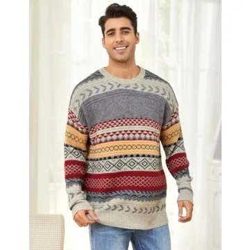 VDWIP Men's Vintage Knit Sweater - Red Striped Pullover