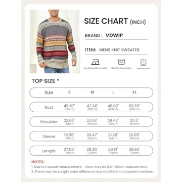 VDWIP Men's Vintage Knit Sweater - Red Striped Pullover