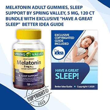 Melatonin Adult Gummies, Sleep Support by Spring Valley, 5 mg, 120 Ct (1 Pack) + “Have a Great Sle...