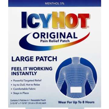 Icy Hot Medicated Patch Extra Strength Pain Relief Patch for Back or Large Area, 5 Count
