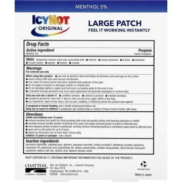 Icy Hot Medicated Patch Extra Strength Pain Relief Patch for Back or Large Area, 5 Count