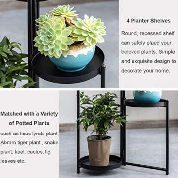 Metal 4 Tier Plant Stand for Indoor and Outdoor Use