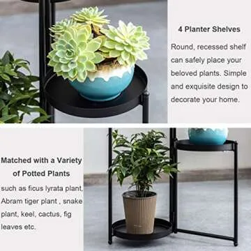 Metal 4 Tier Plant Stand for Indoor and Outdoor Use