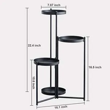Metal 4 Tier Plant Stand for Indoor and Outdoor Use