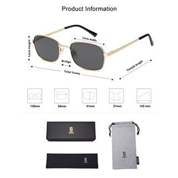 Stylish SojoS Retro Rectangle Polarized Sunglasses for Everyone