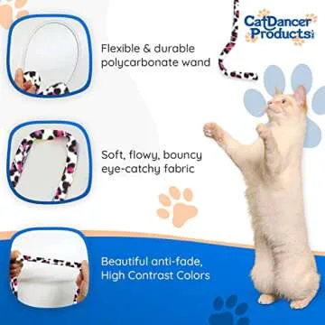 CAT DANCER Products Jungle Cat Charmer, Jungle Wand Toy for Kittens Training, Colorful Ribbon Cat Charmer, Interactive Catcher Wand for Cat Exercise (1 Pack, Multicolor)
