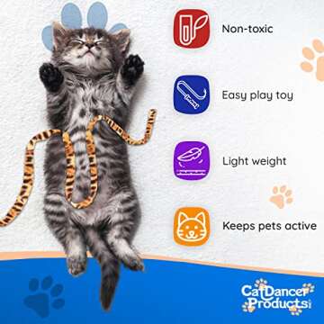 CAT DANCER Products Jungle Cat Charmer, Jungle Wand Toy for Kittens Training, Colorful Ribbon Cat Charmer, Interactive Catcher Wand for Cat Exercise (1 Pack, Multicolor)