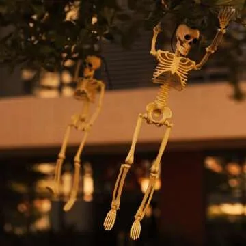 DECORLIFE 2 PCS Pose-N-Stay Small Skeleton Halloween Decoration, 16" Posable Skeletons for Home, Party, Haunted House, Graveyard Spooky Scene, Pirate Decorations