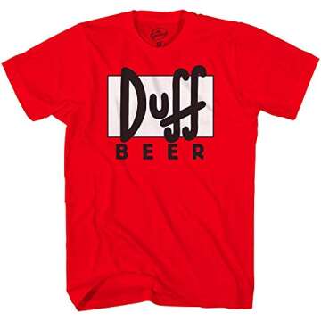 The Simpsons Duff Beer Logo Adult Red T-Shirt (Medium)