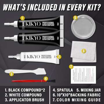 Black Leather Repair Kit Car Interior, Color Match Leather Seat Repair Kit for Cars, Easily Used Car...