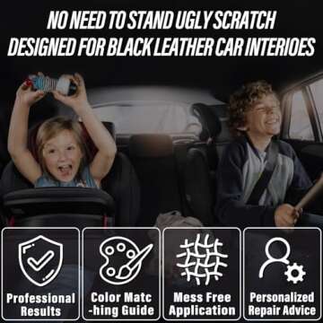 Black Leather Repair Kit Car Interior, Color Match Leather Seat Repair Kit for Cars, Easily Used Car Leather Repair Kit to Repair Car Interior, Car seat, Couch, Shoes, Faux, Artificial