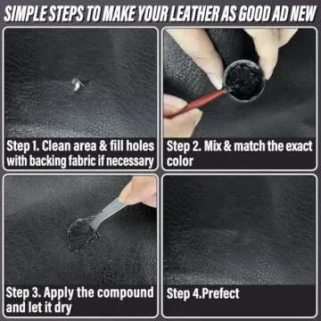Black Leather Repair Kit Car Interior, Color Match Leather Seat Repair Kit for Cars, Easily Used Car Leather Repair Kit to Repair Car Interior, Car seat, Couch, Shoes, Faux, Artificial
